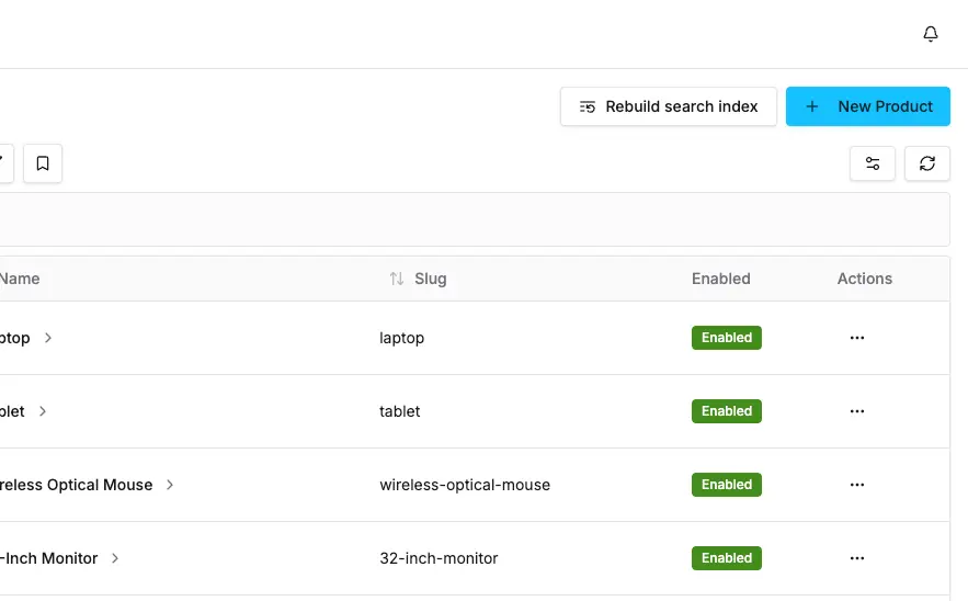 Rebuild search index